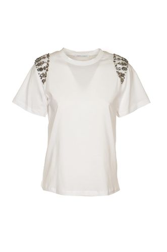 Rhinestone Embellished Round Neck T-shirt - Alberta Ferretti - Modalova