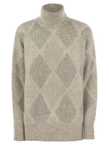 Dazzling Argyle Turtleneck Sweater In Wool And Mohair - Brunello Cucinelli - Modalova