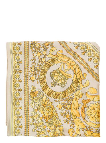 And White Scarf With Barocco Print And Medusa Detail In Silk Man - Versace - Modalova