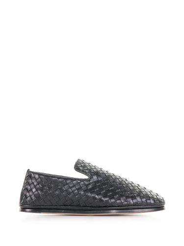 Leather Slipper With Woven Pattern - Bottega Veneta - Modalova