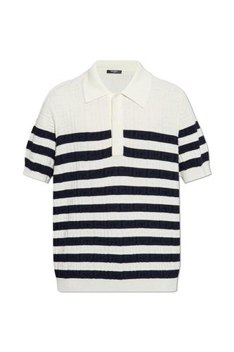 Balmain Striped Knit Polo Shirt - Balmain - Modalova