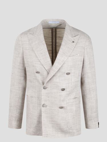 Double-breasted Herringbone Blazer - Tagliatore - Modalova