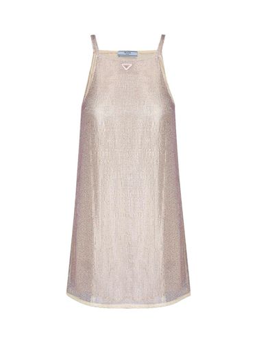 Triangle Logo Embellished Mesh Dress - Prada - Modalova