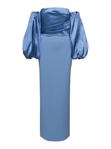 Light Blue Maxi Dress With Puffed Sleeves In Techno Fabric Woman - Solace London - Modalova