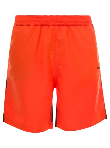 Swim Trunks With Diag Print At The Back In Polyester Man - Off-White - Modalova
