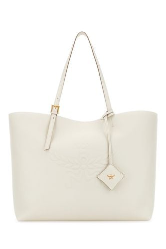 White Leather Large Himmel Shopping Bag - MCM - Modalova