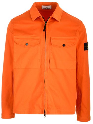 Stretch Cotton Sateen Overshirt - Stone Island - Modalova