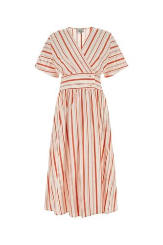 Striped V-neck Short-sleeved Dress - Woolrich - Modalova