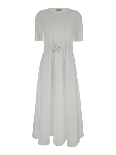Long White Dress With Branded Drawstring In Cotton Blend Woman - Herno - Modalova