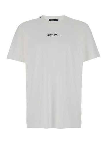 Crewneck T-shirt With Signature Logo In Cotton Man - Dolce & Gabbana - Modalova