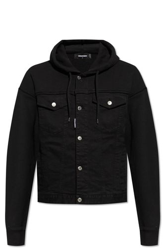 Buttoned Drawstring Denim Jacket - Dsquared2 - Modalova