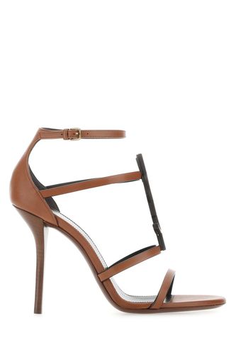 Brown Leather Cassandra 100 Sandals - Saint Laurent - Modalova