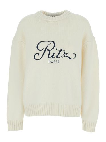 Crewneck Sweater With Maxi Logo Lettering On The Front And Logo Detail On The Rear In Cashmere Woman - Frame - Modalova