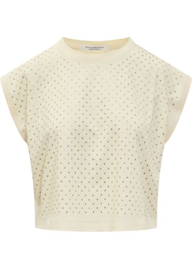 T-shirt With Rhinestone - Philosophy di Lorenzo Serafini - Modalova