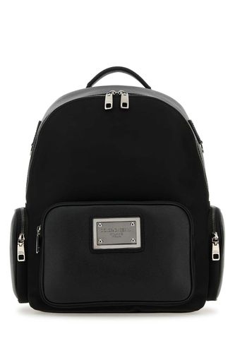 Black Fabric And Leather Backpack - Dolce & Gabbana - Modalova