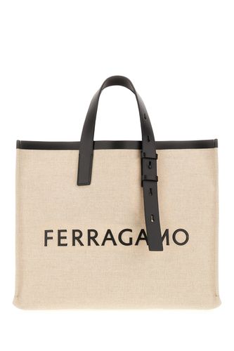 Ferragamo Sand Canvas Shopping Bag - Ferragamo - Modalova