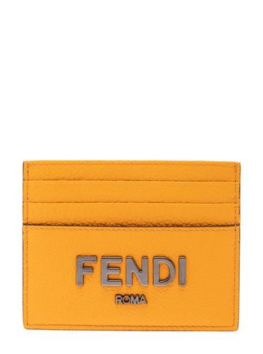 Black Card-holder With Metal Logo In Relief In Leather Man - Fendi - Modalova