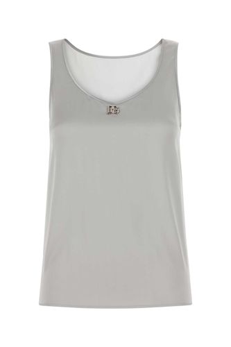 Grey Stretch Satin Tank Top - Dolce & Gabbana - Modalova