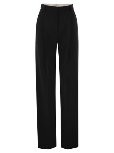 Crepe Trousers With Satin Details - Elisabetta Franchi - Modalova