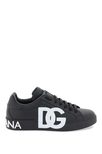 Leather Portofino Sneakers With Dg Logo - Dolce & Gabbana - Modalova
