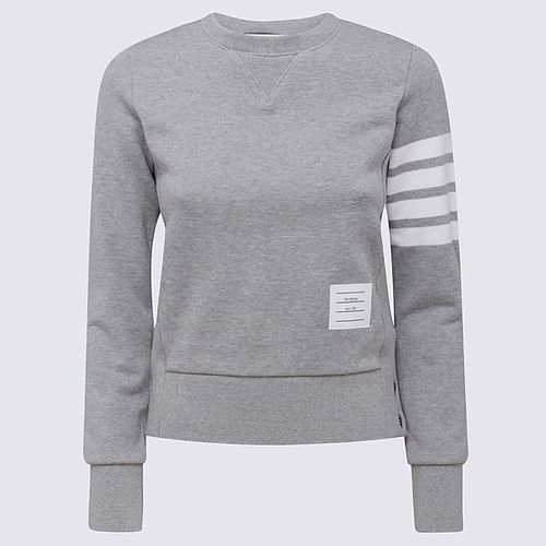 Light Grey Cotton 4-bar Sweatshirt - Thom Browne - Modalova
