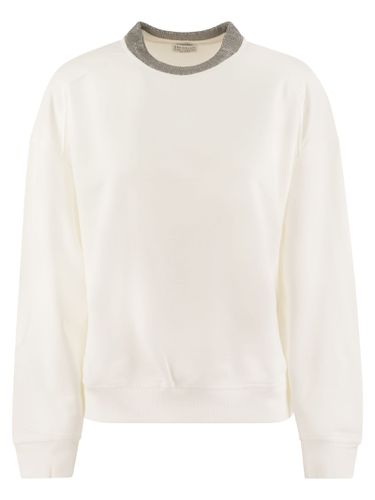 Smooth Cotton Fleece Topwear With Ribbed Collar Precious - Brunello Cucinelli - Modalova