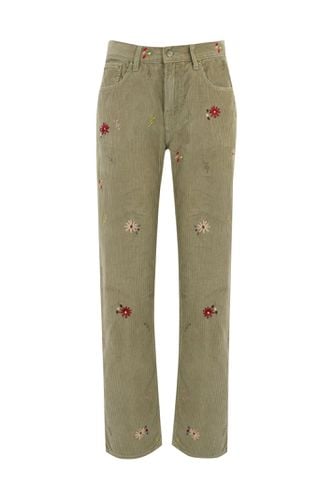 Sofia Old Glory Straight Trousers In Velvet With Floral Embroidery - Roy Rogers - Modalova