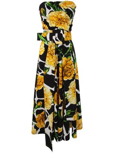 Carole Tube Neck Straple Sleeves Midi Dress With Carnation Giraffe Printing - Samantha Sung - Modalova