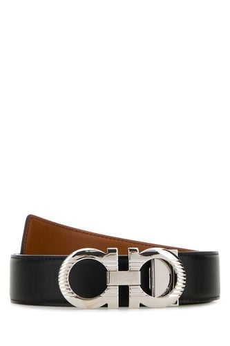 Black Leather Gancini Reversible Belt - Ferragamo - Modalova