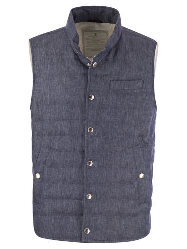 Linen Sleeveless Down Jacket - Brunello Cucinelli - Modalova