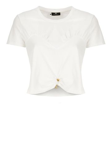T-shirt With Drape - Elisabetta Franchi - Modalova
