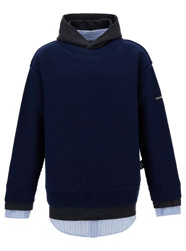 Oversized Multi-layered Pullover With Logo And Hood In Cotton Man - Balenciaga - Modalova