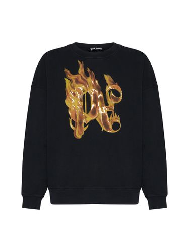 Sweatshirt With Front Monogram Burining - Palm Angels - Modalova