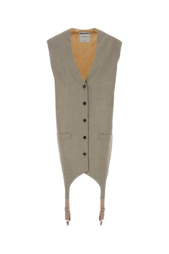 Two-tone Wool And Satin Oversize Vest - Moschino - Modalova