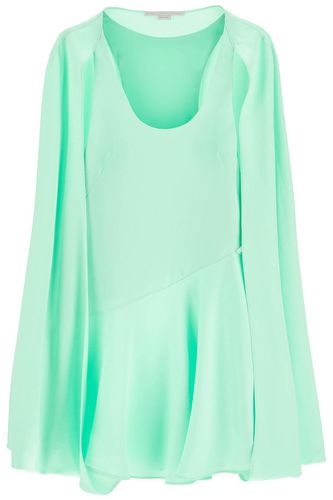 Fluo Mint Mini Cape Dress With Crystal Rhinestones - Stella McCartney - Modalova