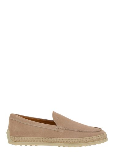 Slip-on Loafers With Rafia Detail In Suede Woman - Tod's - Modalova
