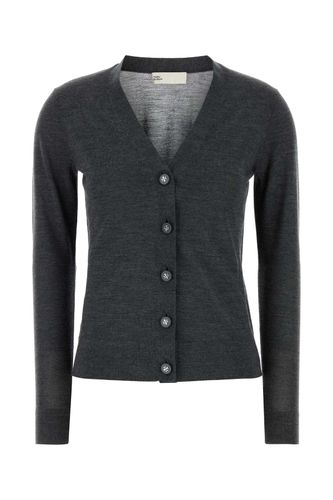 Dark Grey Wool Blend Simone Cardigan - Tory Burch - Modalova