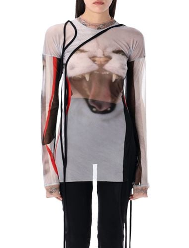 Mesh Deconstructed Cat Print Top - Ottolinger - Modalova