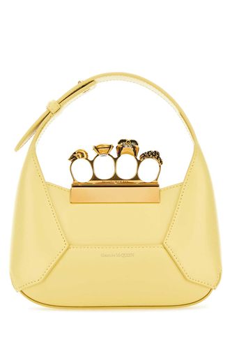 Pastel Yellow Leather Mini Jewellered Hobo Handbag - Alexander McQueen - Modalova