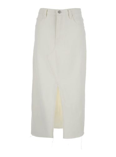 White Denim Midi Skirt In Cotton Woman - Frame - Modalova