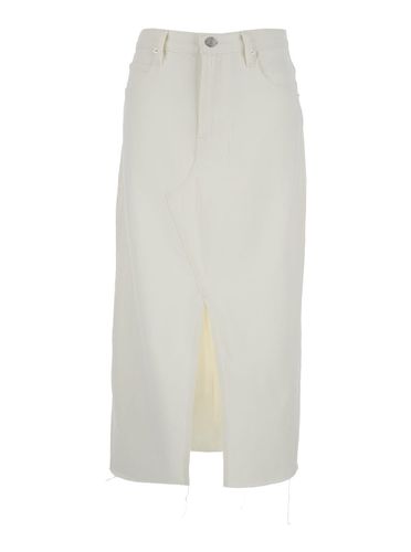 White Denim Midi Skirt In Cotton Woman - Frame - Modalova