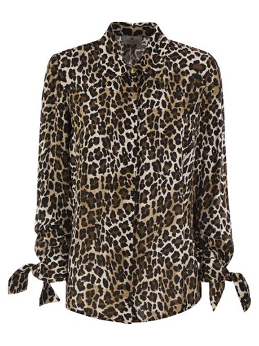 Animal Georgette Shirt With Ribbon Cuffs - Elisabetta Franchi - Modalova