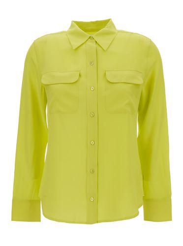 Slim Signature Yellow Shirt With Classic Collar In Silk Woman - Equipment - Modalova