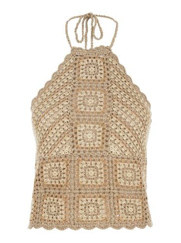 Beige Crochet Top In Techno Fabric Woman - TwinSet - Modalova