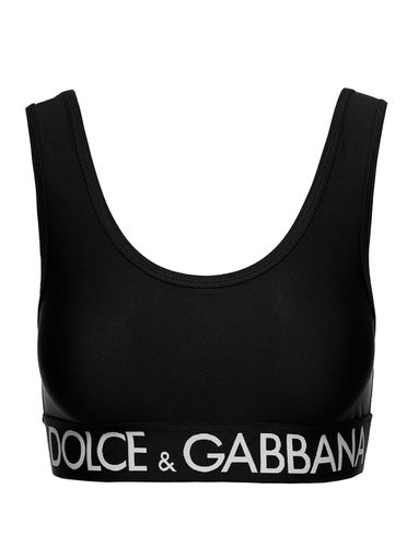 Sports Bra With Branded Band In Stretch Tech Fabric Woman - Dolce & Gabbana - Modalova