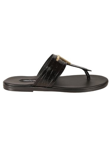 Croco Embossed T Plaque Sandals - Tom Ford - Modalova