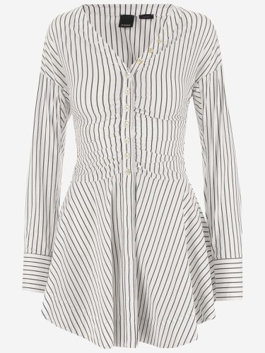 Stretch Cotton Blend Dress With Striped Pattern - Pinko - Modalova