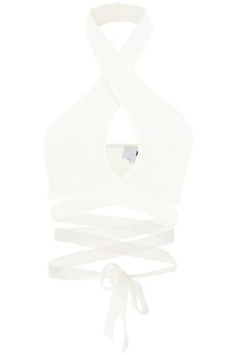 Ribbed Knit Top With Crossover Neckline - MSGM - Modalova