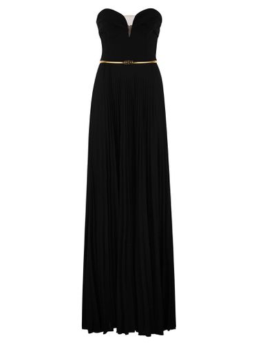 Pleated Lurex Jersey Red Carpet Dress With Belt - Elisabetta Franchi - Modalova