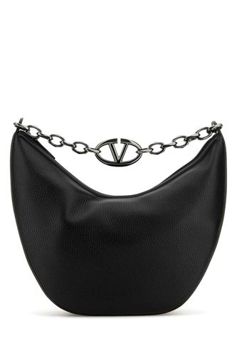 Black Leather Hobo Vlogo Moon Shoulder Bag - Valentino Garavani - Modalova